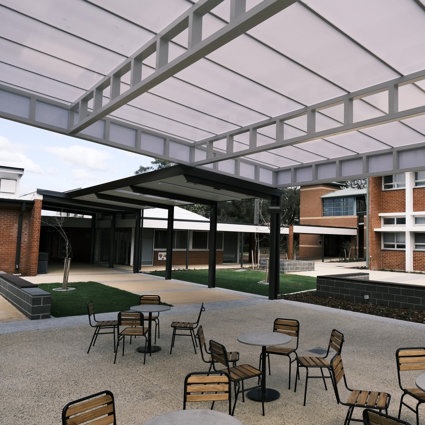 School building with veranda